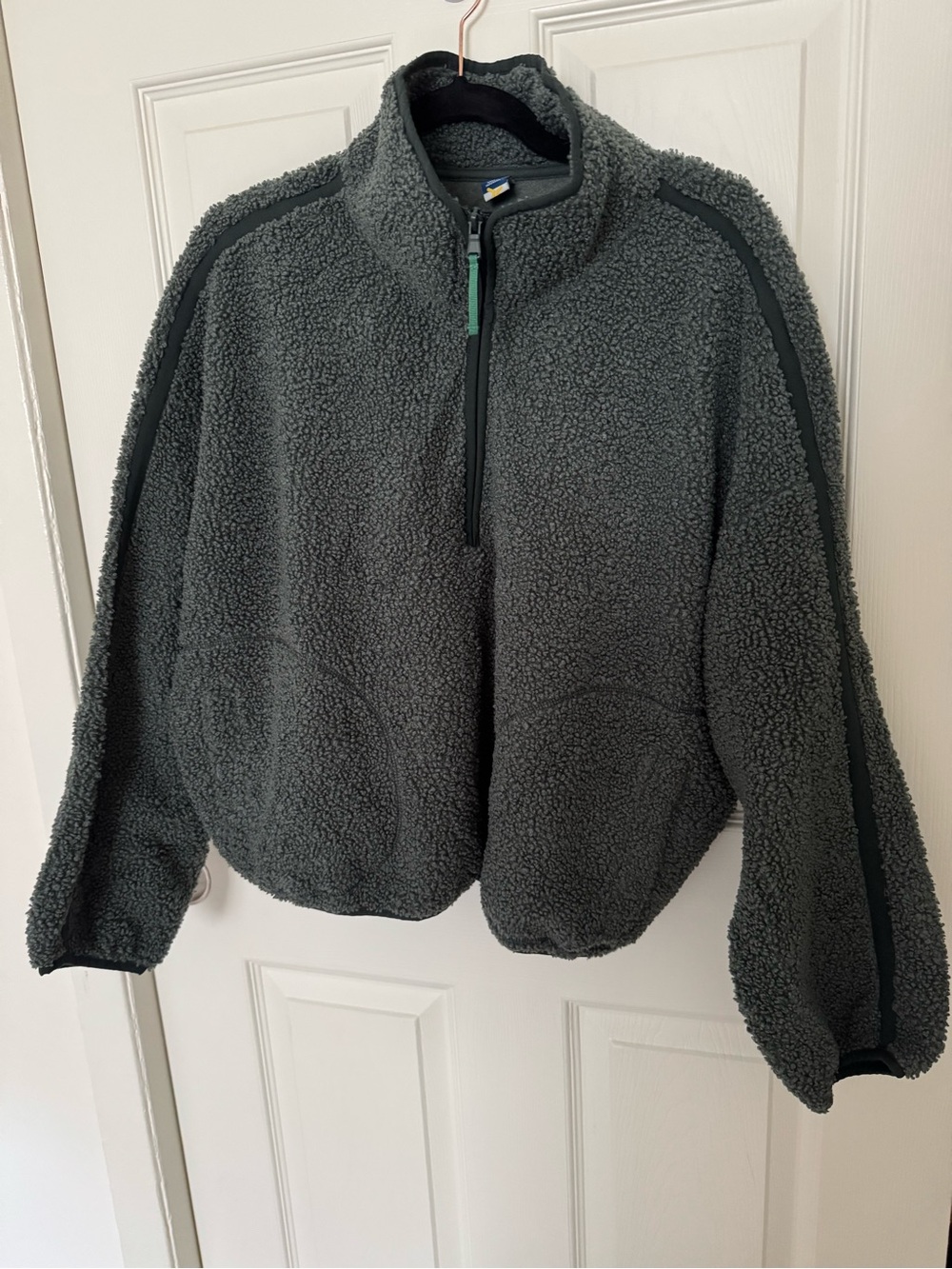 Old Navy Dark Gray Teddy Fleece Half-Zip Jacket